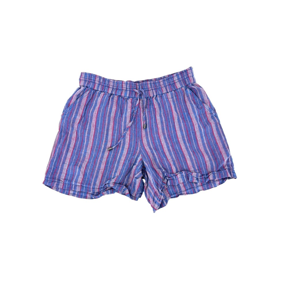Anthropologie Linen Striped Shorts Drawstring Pull On Womens Size Medium